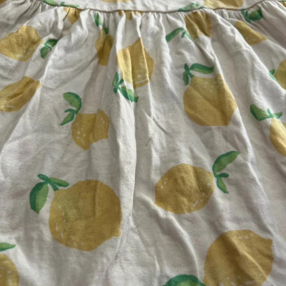 Gap Toddler Girl White Lemon Print Cotton Play Dress Size 3t